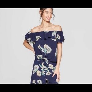 Off the shoulder floral matching set